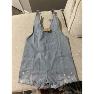 BiBi Denim Romper Women Medium Light Blue NEW Overalls IB1409-01